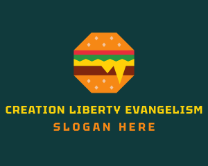 Octagon Cheesy Burger logo design