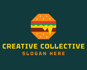 Octagon Cheesy Burger logo design