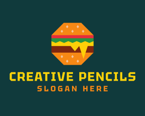 Octagon Cheesy Burger logo design