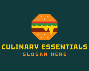 Octagon Cheesy Burger logo design