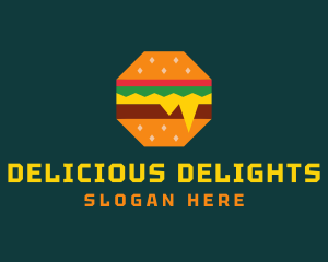 Octagon Cheesy Burger logo design