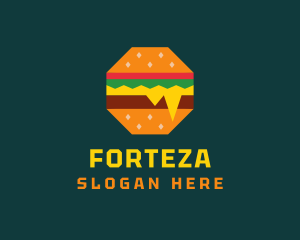 Octagon Cheesy Burger logo design