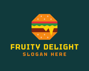 Octagon Cheesy Burger logo design