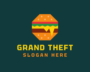 Kitchen - Octagon Cheesy Burger logo design