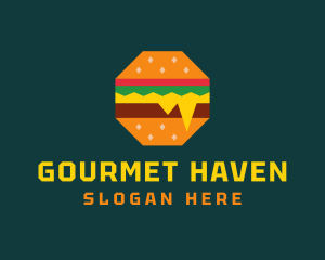 Octagon Cheesy Burger logo design