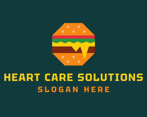 Octagon Cheesy Burger logo design