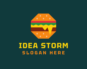 Octagon Cheesy Burger logo design