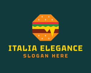 Octagon Cheesy Burger logo design