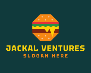 Octagon Cheesy Burger logo design