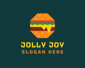 Octagon Cheesy Burger logo design