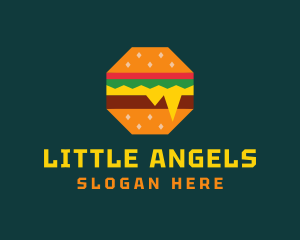 Octagon Cheesy Burger logo design