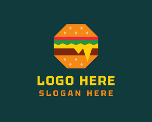Octagon Cheesy Burger logo design