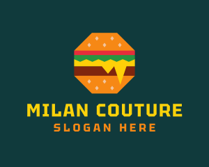 Octagon Cheesy Burger logo design