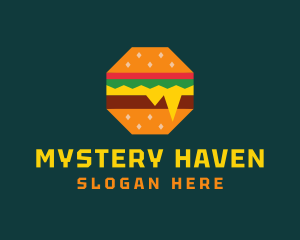 Octagon Cheesy Burger logo design