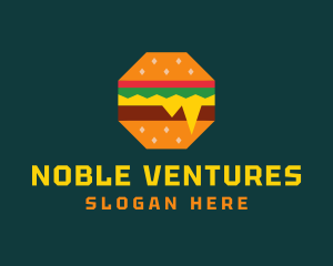 Octagon Cheesy Burger logo design