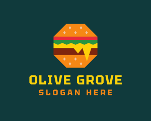 Octagon Cheesy Burger logo design