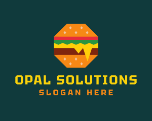 Octagon Cheesy Burger logo design