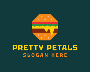 Octagon Cheesy Burger logo design