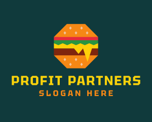 Octagon Cheesy Burger logo design