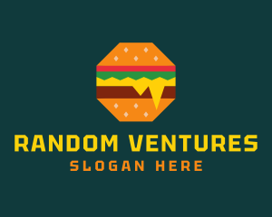 Octagon Cheesy Burger logo design