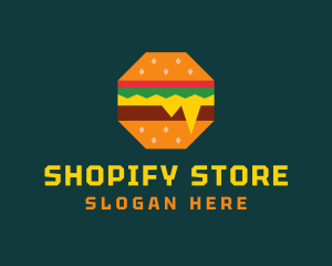 Octagon Cheesy Burger logo design