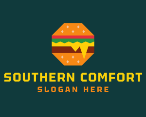 Octagon Cheesy Burger logo design