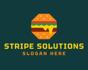 Octagon Cheesy Burger logo design