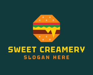 Octagon Cheesy Burger logo design