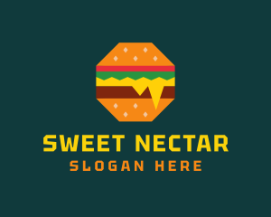 Octagon Cheesy Burger logo design