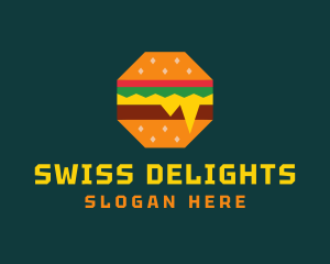 Octagon Cheesy Burger logo design