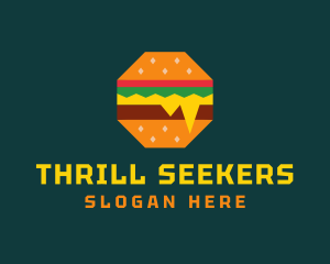 Octagon Cheesy Burger logo design