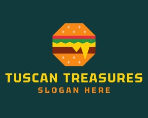 Octagon Cheesy Burger logo design