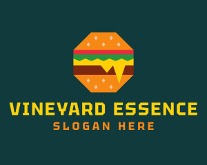 Octagon Cheesy Burger logo design