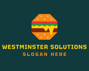 Octagon Cheesy Burger logo design