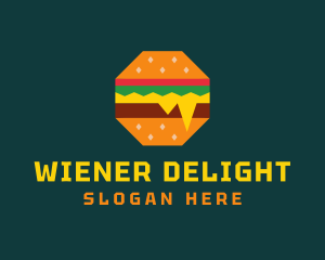 Octagon Cheesy Burger logo design