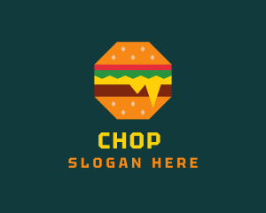 Lunch - Octagon Cheesy Burger logo design