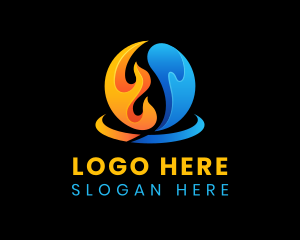 Heating - Fire Water Element logo design
