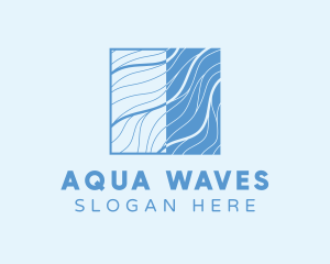 Square Water Wave Brand logo design