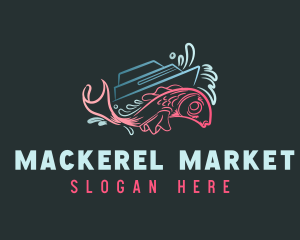 Mackerel - Pink Fish Boat logo design