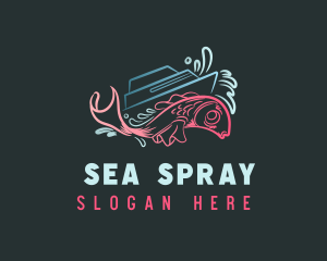 Pink Fish Boat logo design