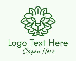 Line Art - Green Lion Leaves logo design