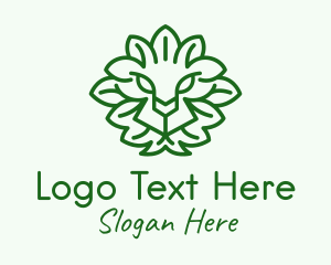 Tiger - Green Lion Leaves logo design