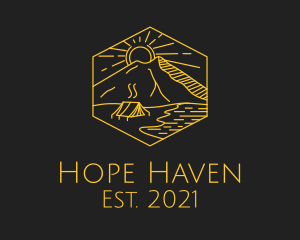 Ocean - Golden Hexagon Camp logo design