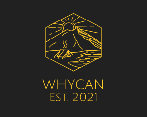 Tent - Golden Hexagon Camp logo design