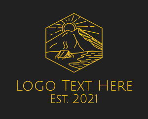 Tent - Golden Hexagon Camp logo design