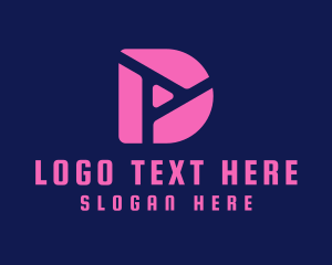 Media Company - Pink Fluro Letter D logo design