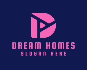 Media Company - Pink Fluro Letter D logo design