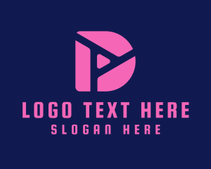 Multimedia - Pink Fluro Letter D logo design