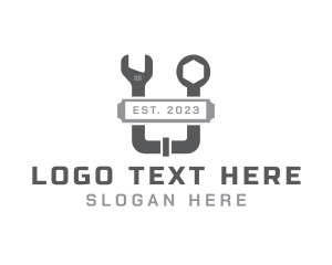 Pipes - Drainage Wrench Plumbing logo design