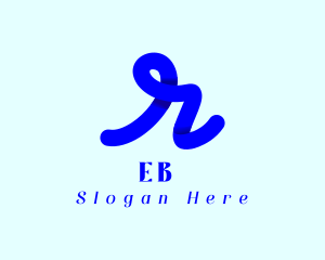 Loop - Blue Cursive Letter R logo design